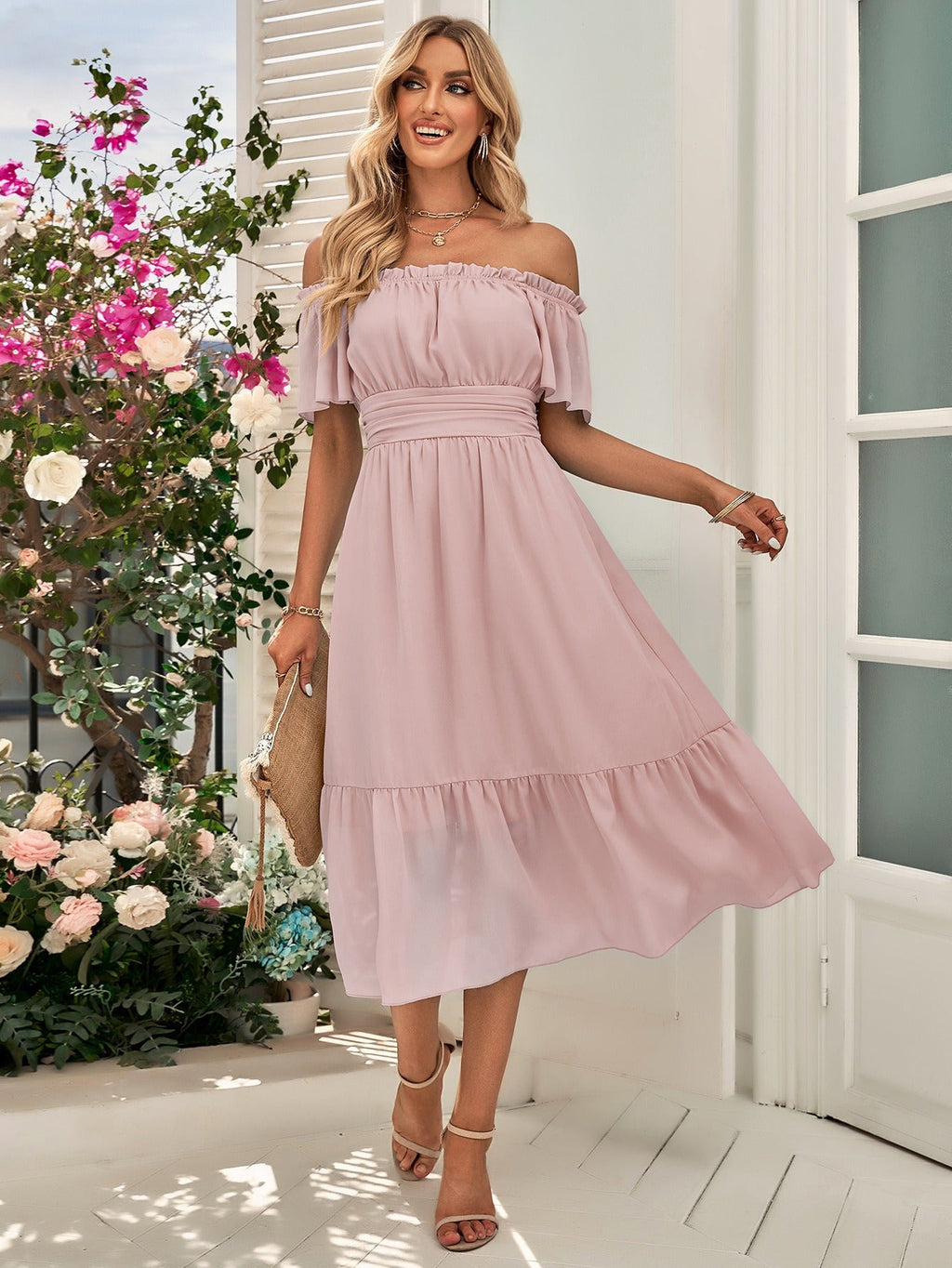 Summer Breeze Off Shoulder High Waist Dress