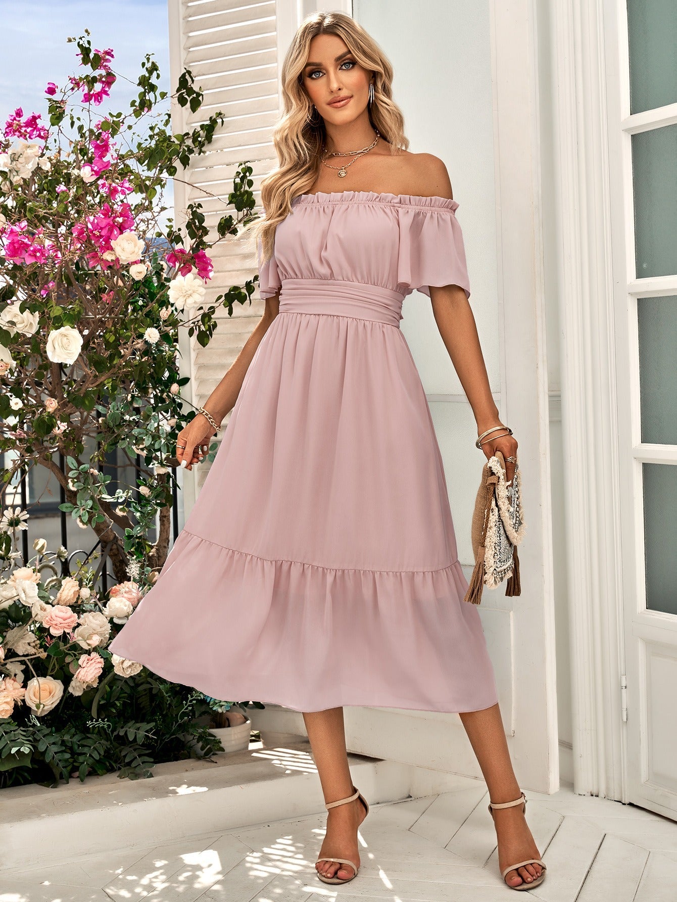 Summer Breeze Off Shoulder High Waist Dress